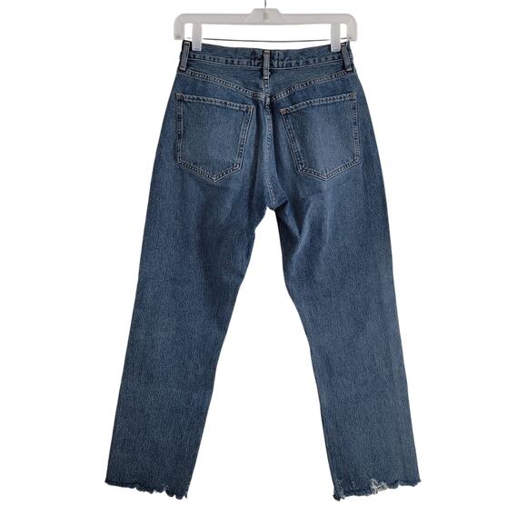 Agolde High Rise Chewed Hem Buttonfly Rigid Denim Mom Jean Women's Size 26 - Picture 2 of 3